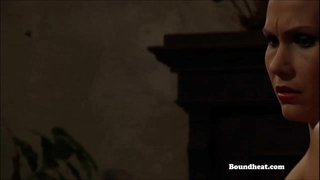 Topless mètrès pran vire fwete ak esklav fòmasyon